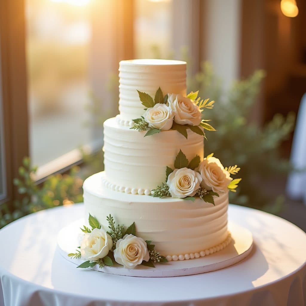 Cake table at golden hour