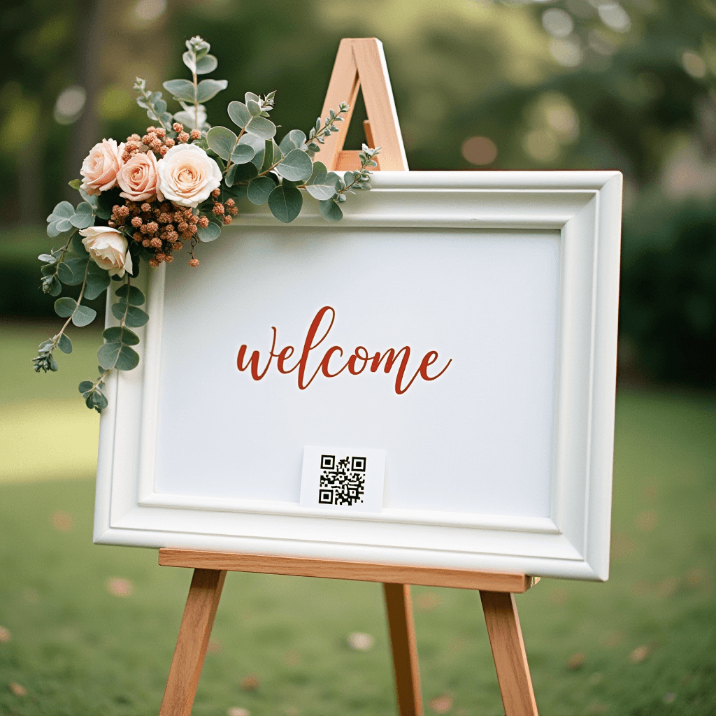 On the welcome sign